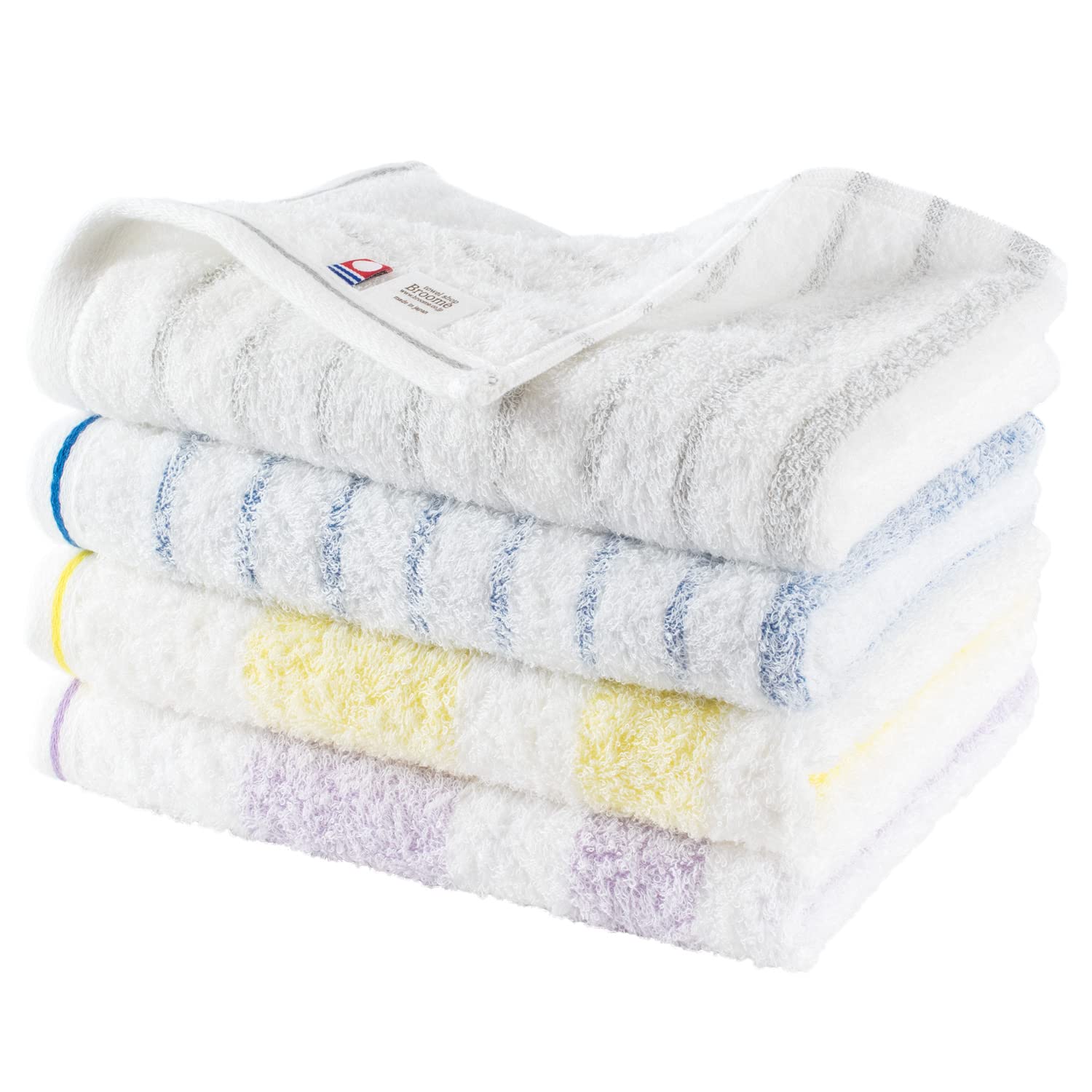 Bloom Imabari Towel Face Towel Set of 4 Natural Border Assorted Cotton Japan