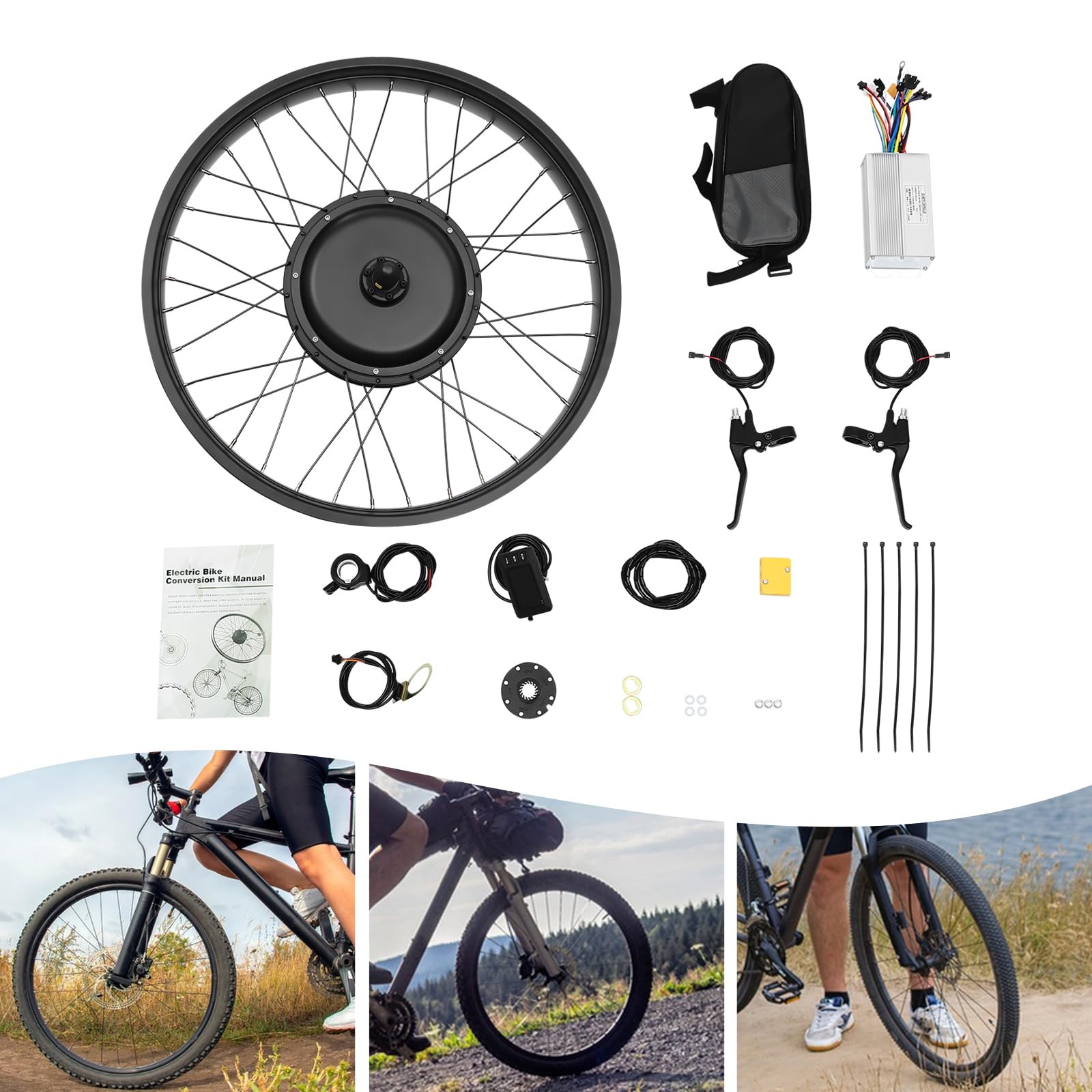 Zestaw do konwersji roweru elektrycznego 20", 48 V, 1000 W, silnik elektryczny, 26,1 – 31,07 km/h, 5-stopniowy PAS, tempomat, wyświetlacz LCD, pakiet kontrolera do hamulców tarczowych/V-brake