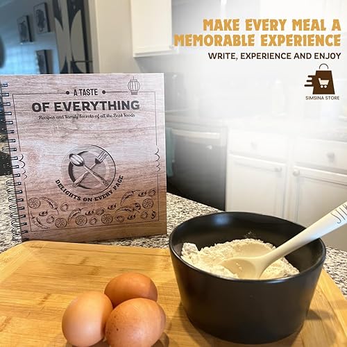 Miniatura 7 de Simsina Store Libro de recetas de tapa dura para recetas propias, cuaderno de recetas con un delantal de cocina, libro de recetas de 120 páginas de