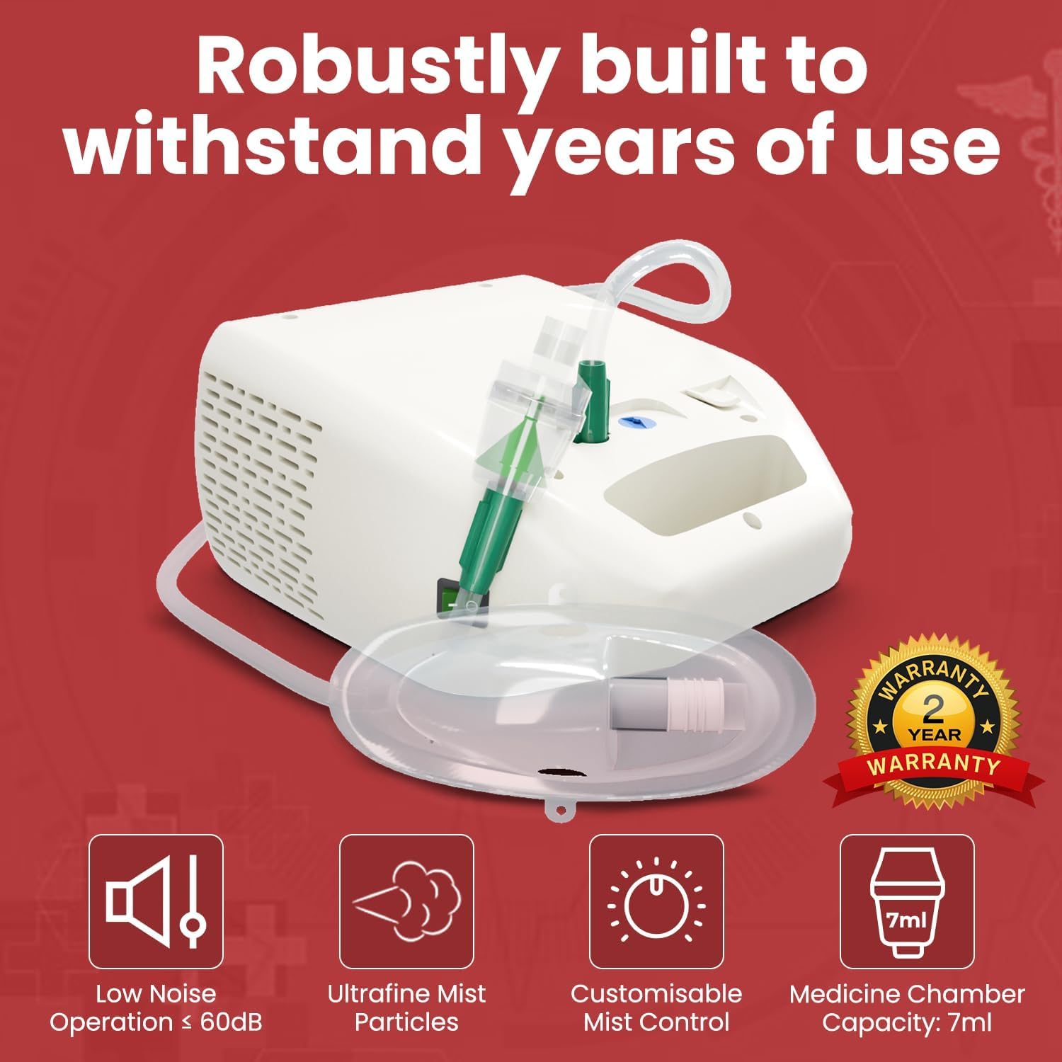 AGEasy (Max Group) Nebuliser Machine for Adult and Kids | Nebulizer Machine for Baby | Inhaler Machine with 2 Masks, 1 Mouthpiece & 5 Filters (White) | Steam Machine for Cold and Cough 2