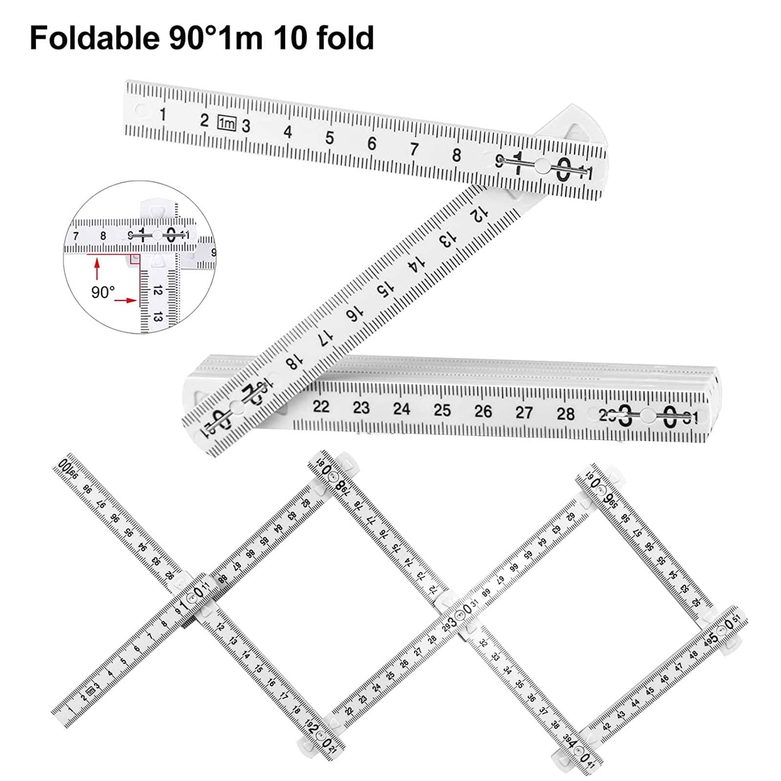 Righello Pieghevole Dilightnews - 2 Pezzi Da 1 Metro Con Blocco Angoli 90/180° Per Piastrelle E Fai Da Te - Foto 2