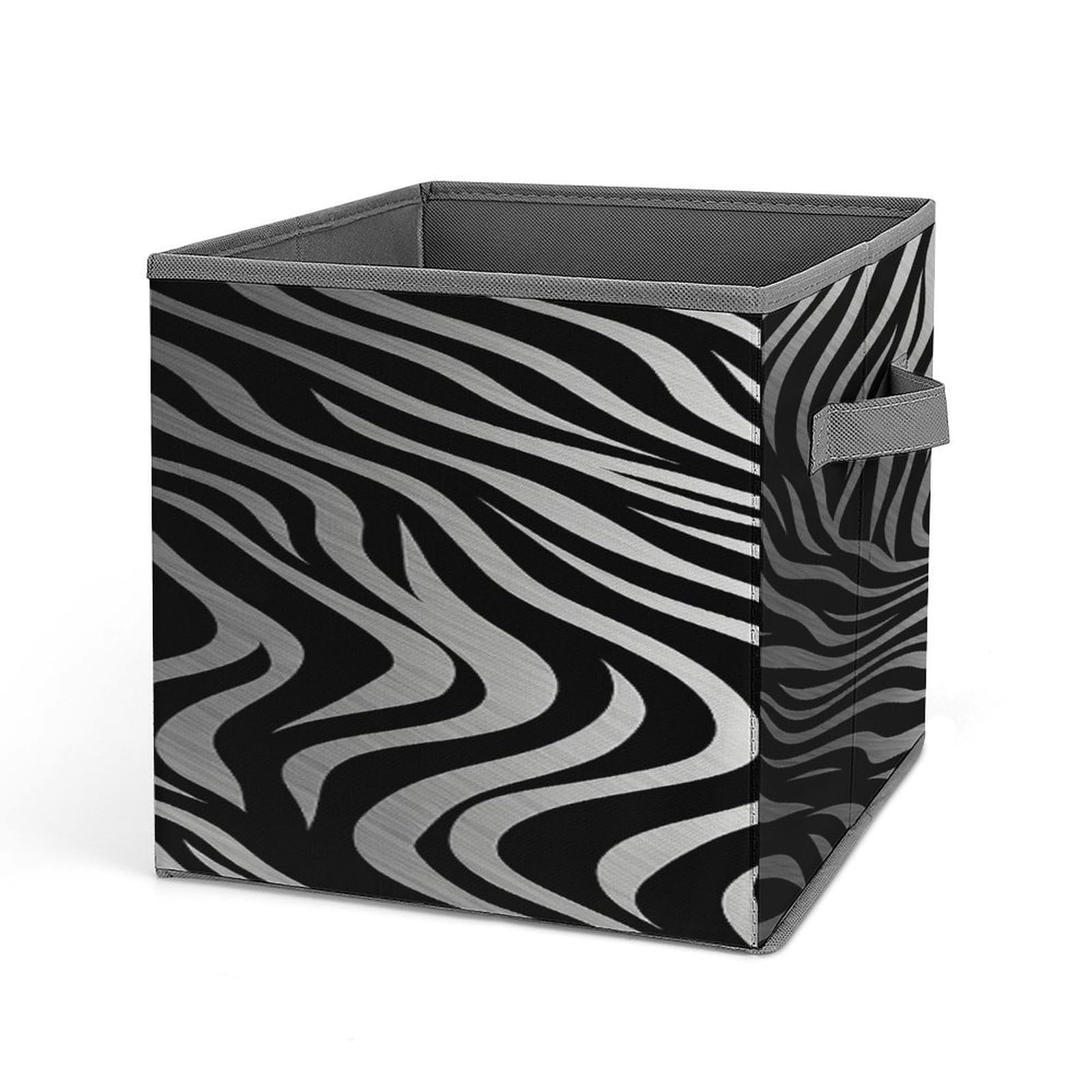 VstaDank Zebra Print Storage Bin Collapsible Storage Cubes Organizer Oxford Cloth Storage Box with Dual Handles Large Stackable Closet Storage Bins for Sheets Hat Sweater
