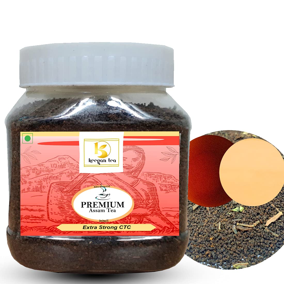 Keegan Tea Premium Extra Strong Assam CTC Tea 250gm Jar | Best For Milk Tea | Premium CTC Blended Tea With Leaf | 100 Cups