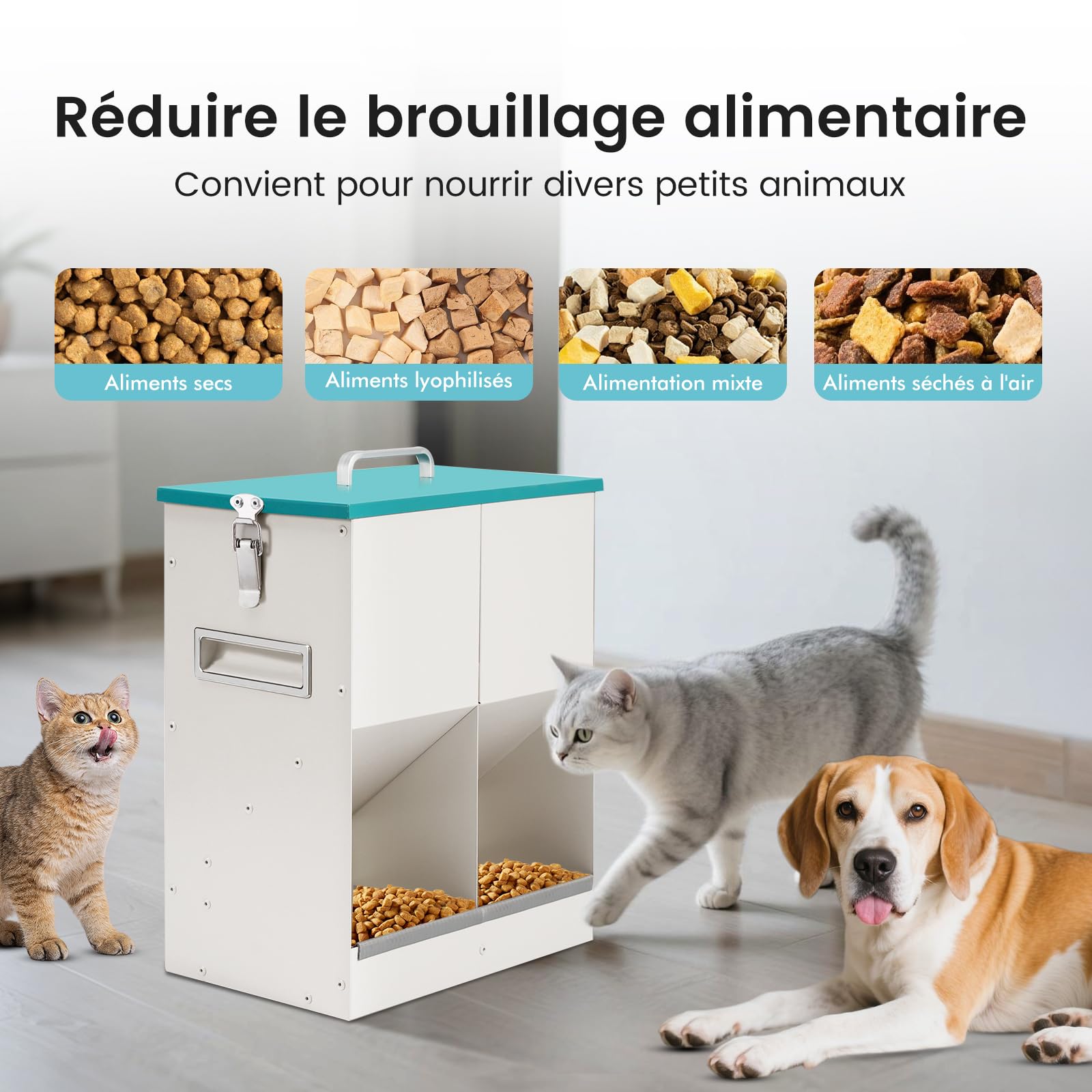 Distributeur automatique de nourriture sèche pour chats et chiens 10 l