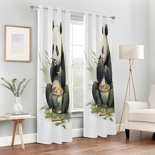 Miniatura 7 de linqin Panda Ramen - Cortinas largas negras para dormitorio y sala de estar, 84 pulgadas, cortinas de piso a techo, cortinas de baño, 1 panel