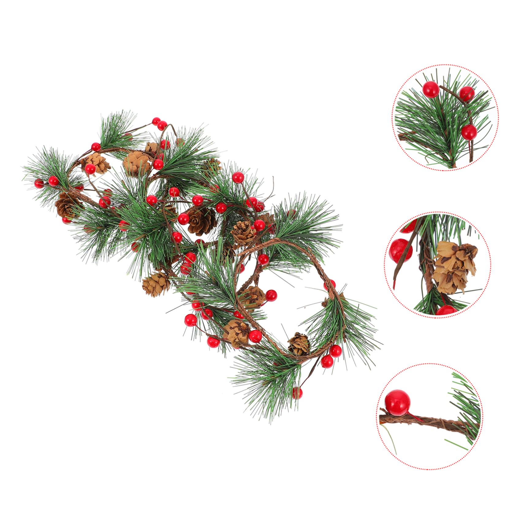 Cabilock 12piezas Guirnalda Navideña De Bayas Rojas y Pinos Artificiales Decoración para Puertas y Paredes Estilo Festivo