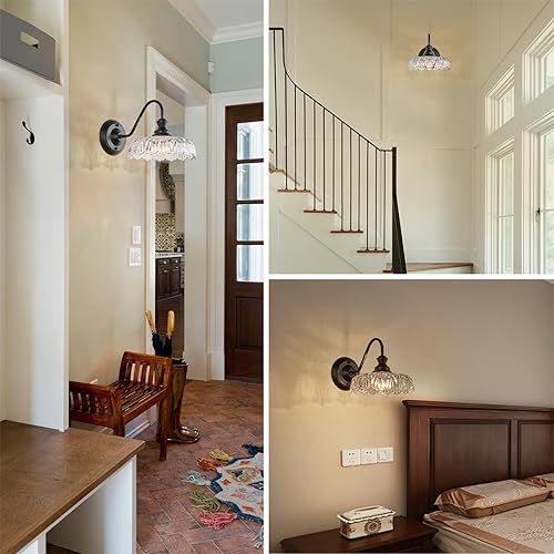 Miniatura 7 de HDDFL Lámpara de pared moderna para dormitorio, color negro mate, accesorios de iluminación para puerta, para sala de estar, pasillo, pasillo