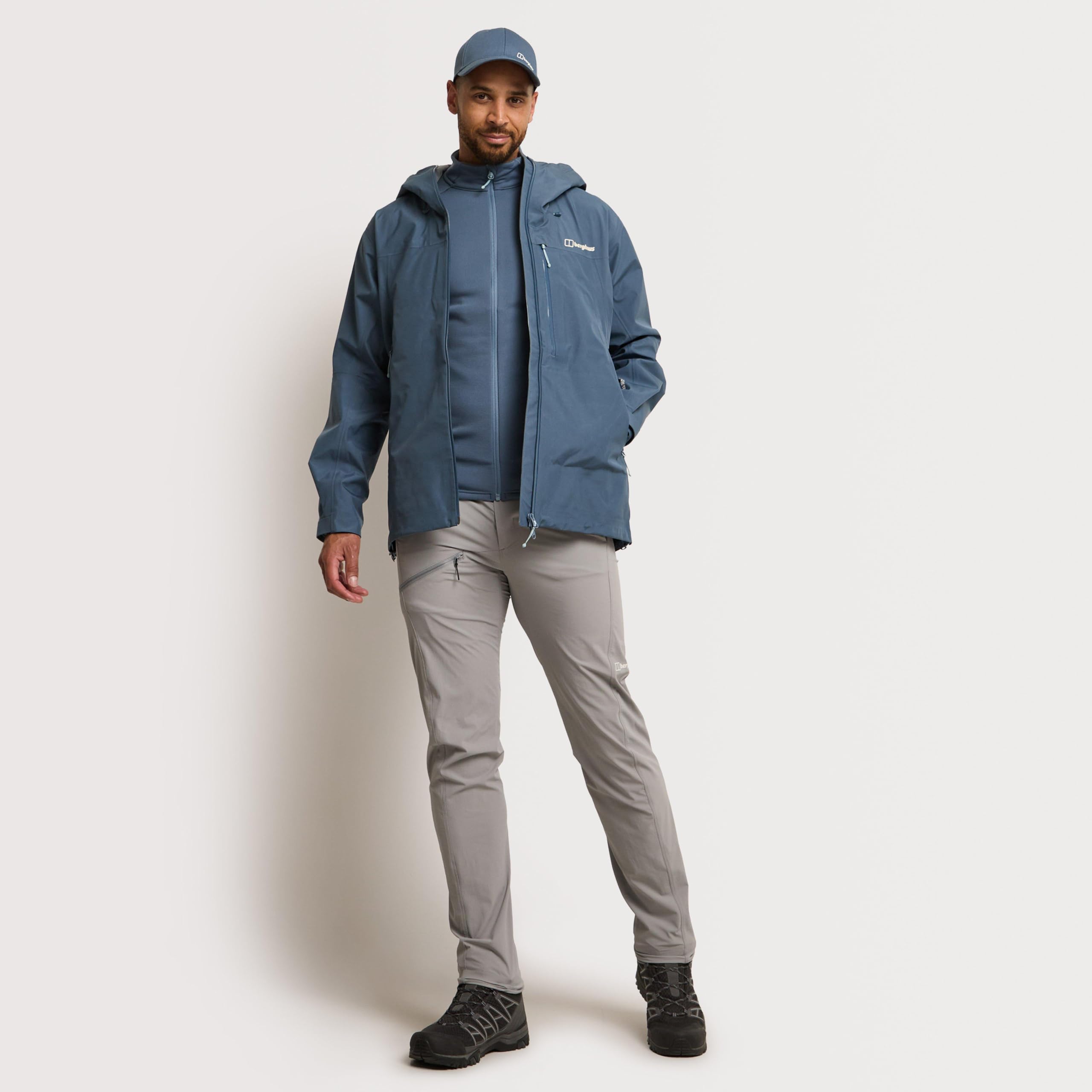 Berghaus Chaqueta impermeable Ridge-Seeker para hombre, Gore-Tex, 3L, transpirable, cremalleras en el hoyo, capucha ajustable, para actividades al aire libre de alta intensidad