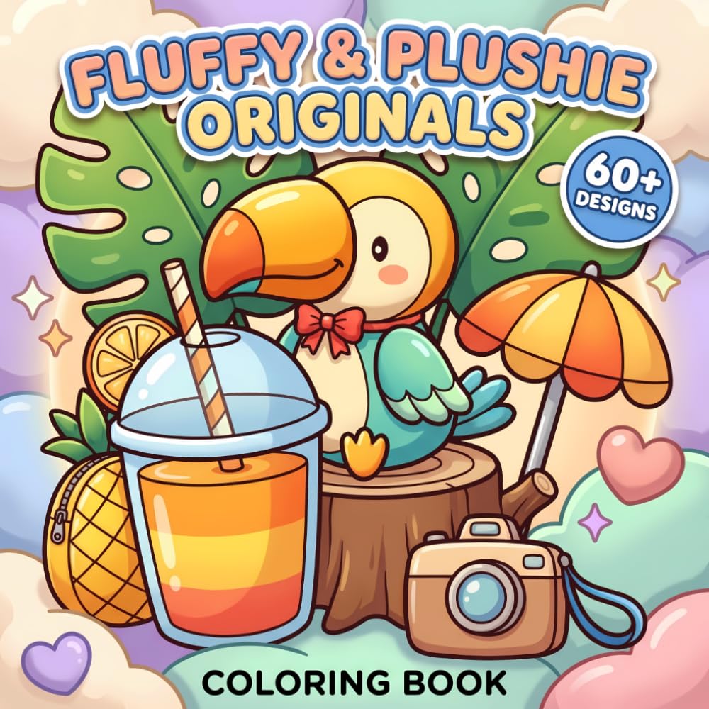 Fluffy & Plushie Originals: Cozy Animal Coloring Book Featuring Adorable Pages For Relaxation, Creative Fun, And Screen-Free Time