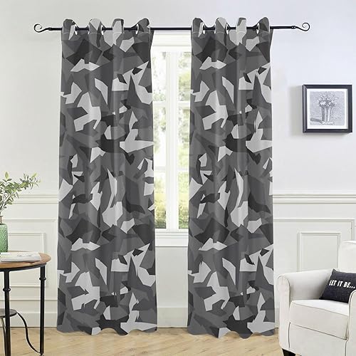 Cortinas opacas de gemetría gris de 84 pulgadas, cortinas para puerta para tratamiento de ventanas, cortinas opacas para armario, cortinas para