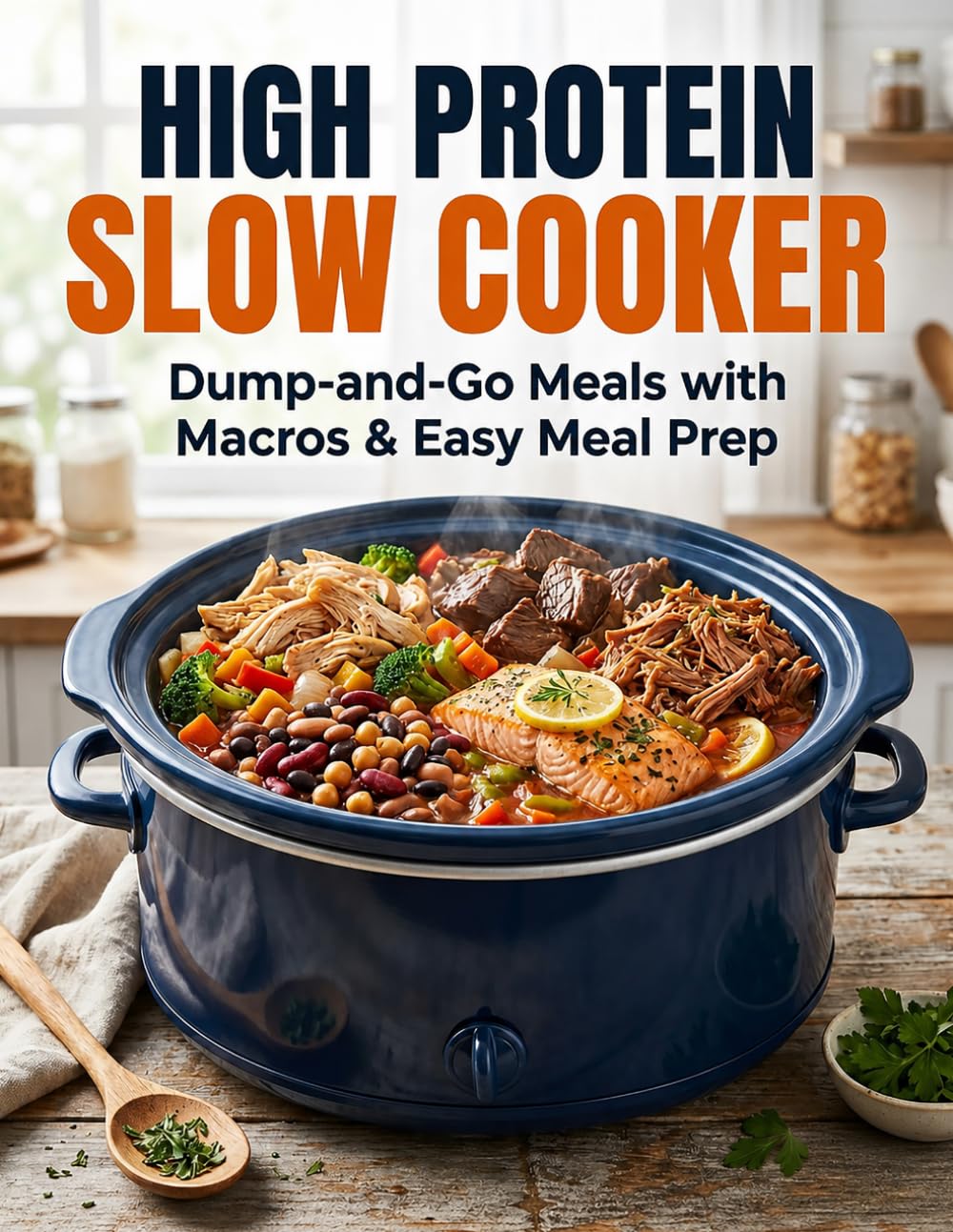 High Protein Slow Cooker: Dump-and-Go Meals with Macros & Easy Meal Prep.