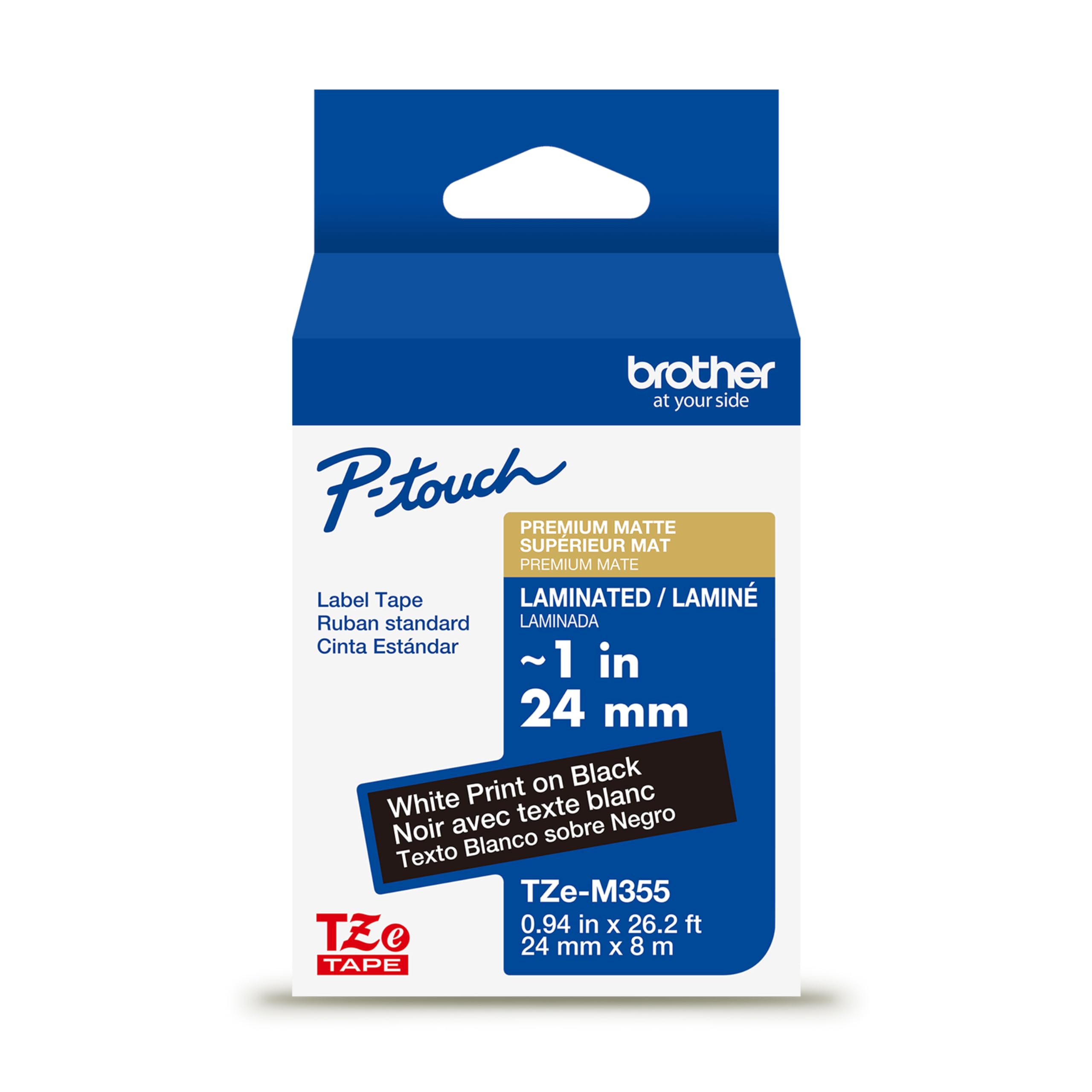 Amazon.com: Brother Genuine P-Touch TZe, White Print on Black