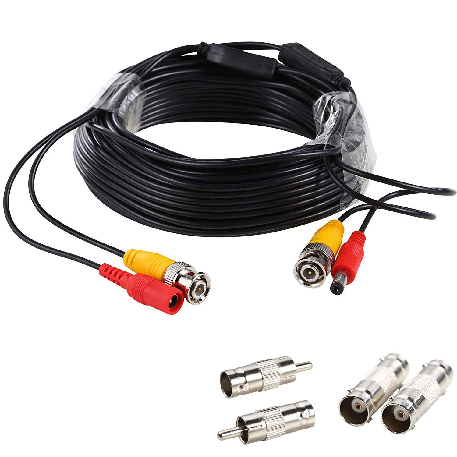 UHPPOTE 2 w 1 system monitoringu CCTV kabel zasilający wideo ze złączem BNC RCA (18 m / 59 stóp)