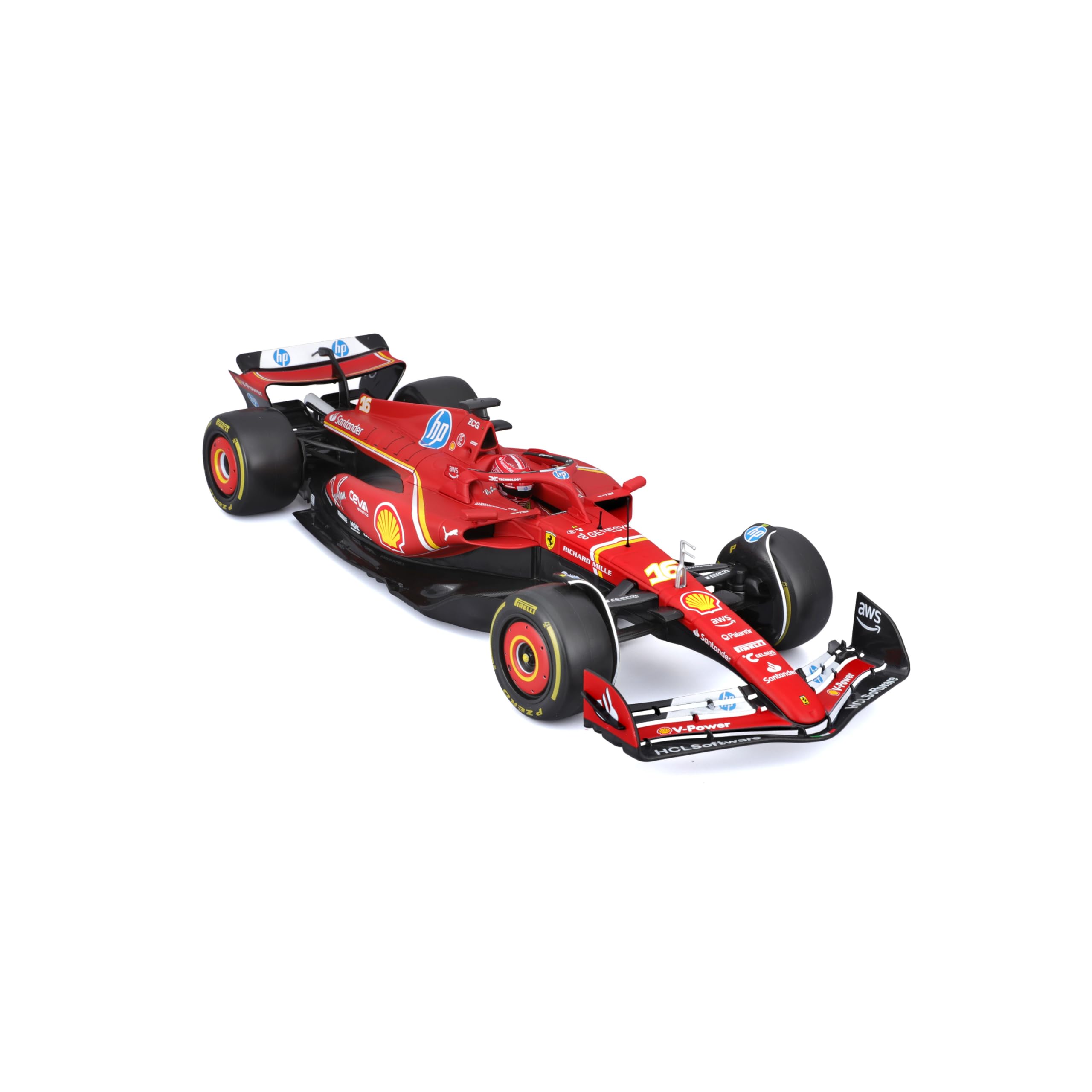 Bburago Formula 1 F1 Ferrari SF-24 Race Car, Leclerc with Helmet, 1:18 Scale - Image 2
