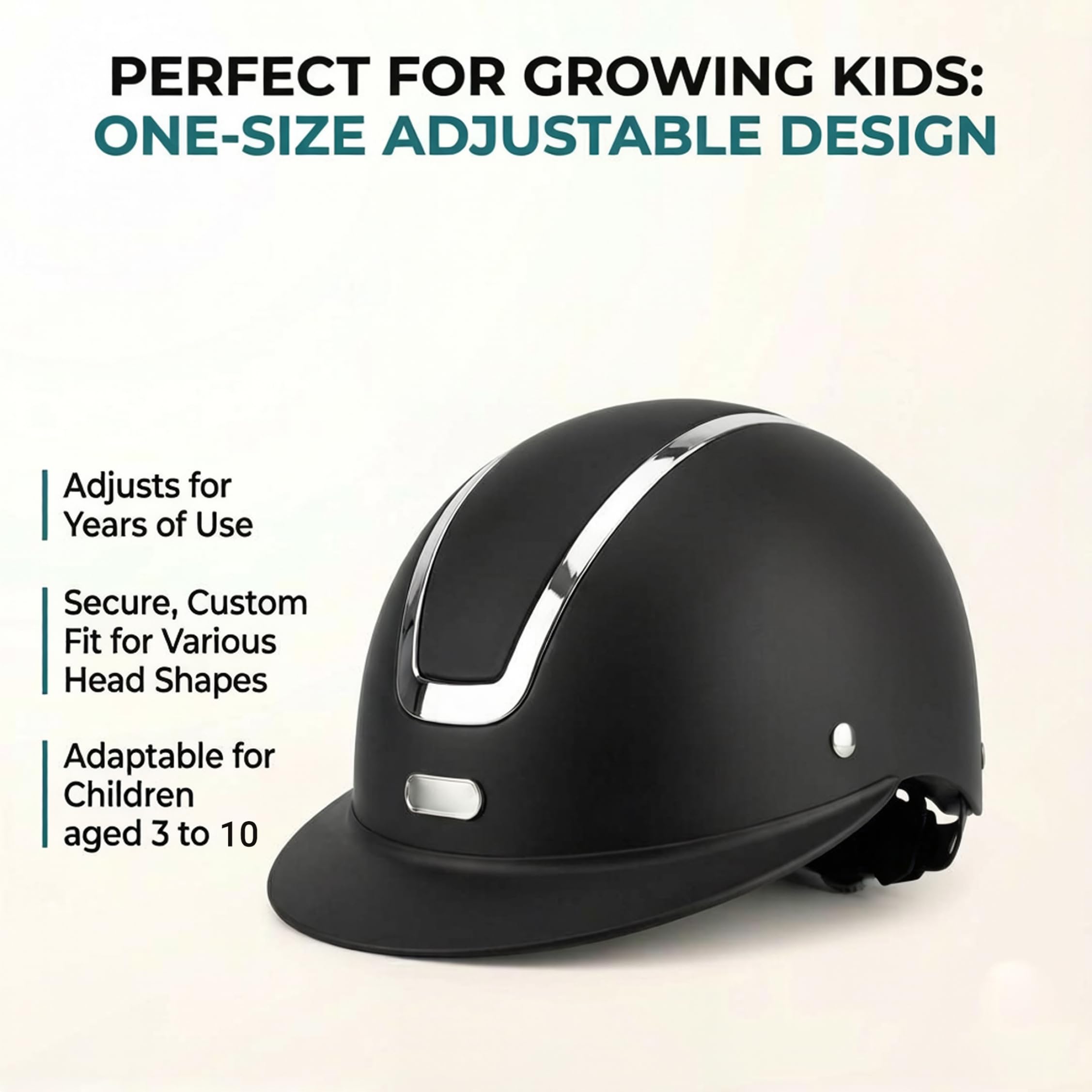 Casque d'équitation Enfant résistant aux Chocs pour l'entraînement en extérieur - Mat, réglable de 48 à 52 cm, pour l'équitation