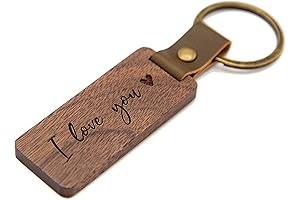 MUUJEE Engraved I Love You Heart Wooden Keychain- Home Car Office Key...