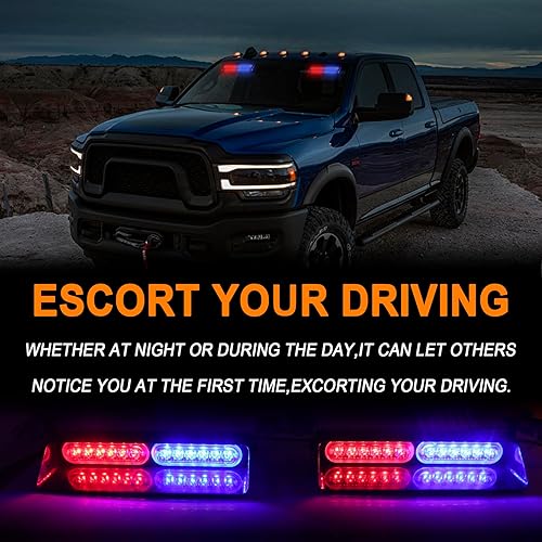 Miniatura 4 de YXNXLIGHT Luz estroboscópica 2 en 1 para tablero de emergencia, 2 x 8 pulgadas, 24 luces LED para interiores delanterostraseros, barra de seguridad