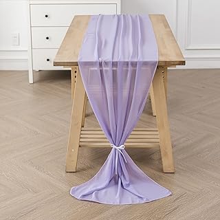 flohar 1Pack 10ft Chiffon Table Runner 29x120 Inch Sheer Romantic Table Runner for Wedding Birthday Party Bridal Shower Ou...