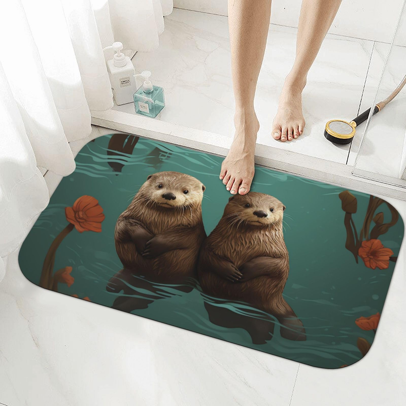 Tapis de bain super absorbant en terre de diatomée loutres