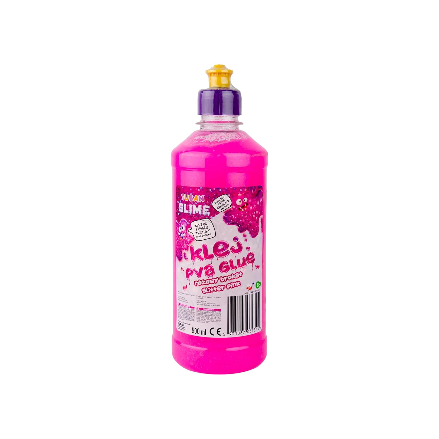 TUBAN Glitter PVA Glue for Slime 500ml - Paper Glue - Fun - Paper and Card - Ideal for Slime Making - Decoupage - DIY - Green