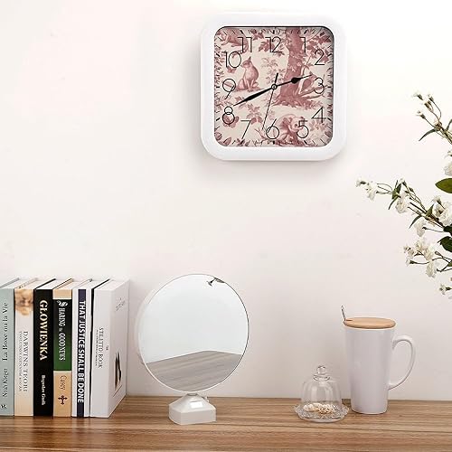 Miniatura 4 de 10" Square Modern Wall Clock,Animal Painting Patterns Print Kitchen Clocks Wall Battery Operated,Silent Non Ticking Unique Funny Cute Wall Clock for