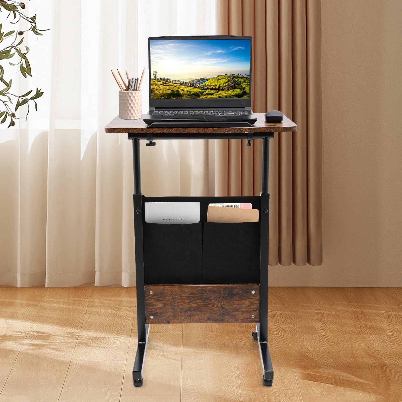 Standing Desk Adjustable Height with Storage Bag 16x24in Computer Desktop Mobile Stand Up Laptop Desk Standing Table Sit — view 2