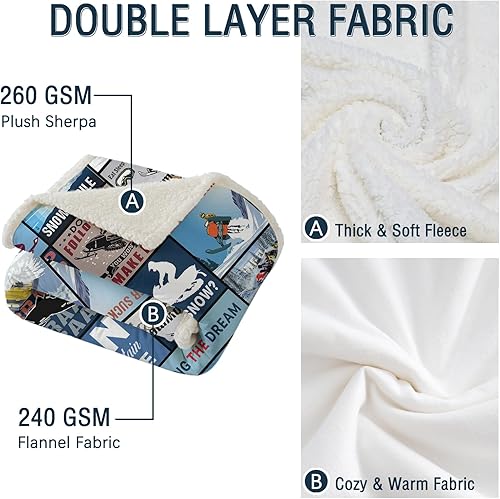 Miniatura 5 de Bedmust Manta de movimiento de nieve suave Braap deportiva para mujeres, hombres y adultos, cálida y ligera, para deportes de invierno, manta de