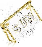 Vista 8 de COSHAYSOO Bolsa de Maquillaje Transparente con Protección Solar, Bolsa de Protector Solar con Parches de Letras, Accesorios Esenciales de Playa