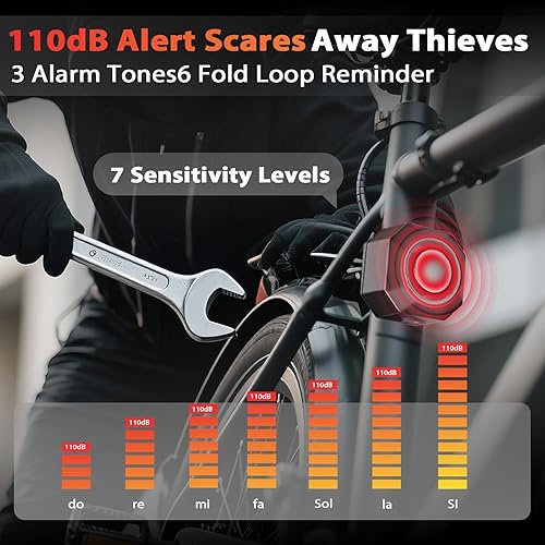 Miniatura 2 de Cerraduras de scooter eléctrico antirrobo con alarma, bolsa impermeable y llave, bloqueo de cadena de bicicleta antirrobo de alta resistencia para