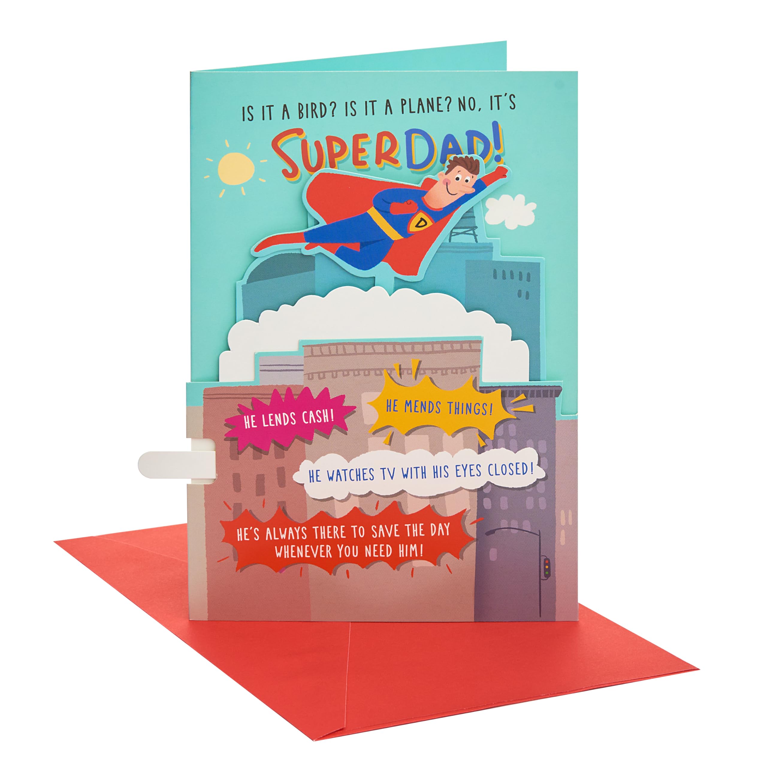 UK Greetings | Father's Day Card for Dad | Card for Dad, Grandad, Husband | Him, Boys, Men | Super Dad Novelty Design | With Envelope | 14.9 x 22.9 cm