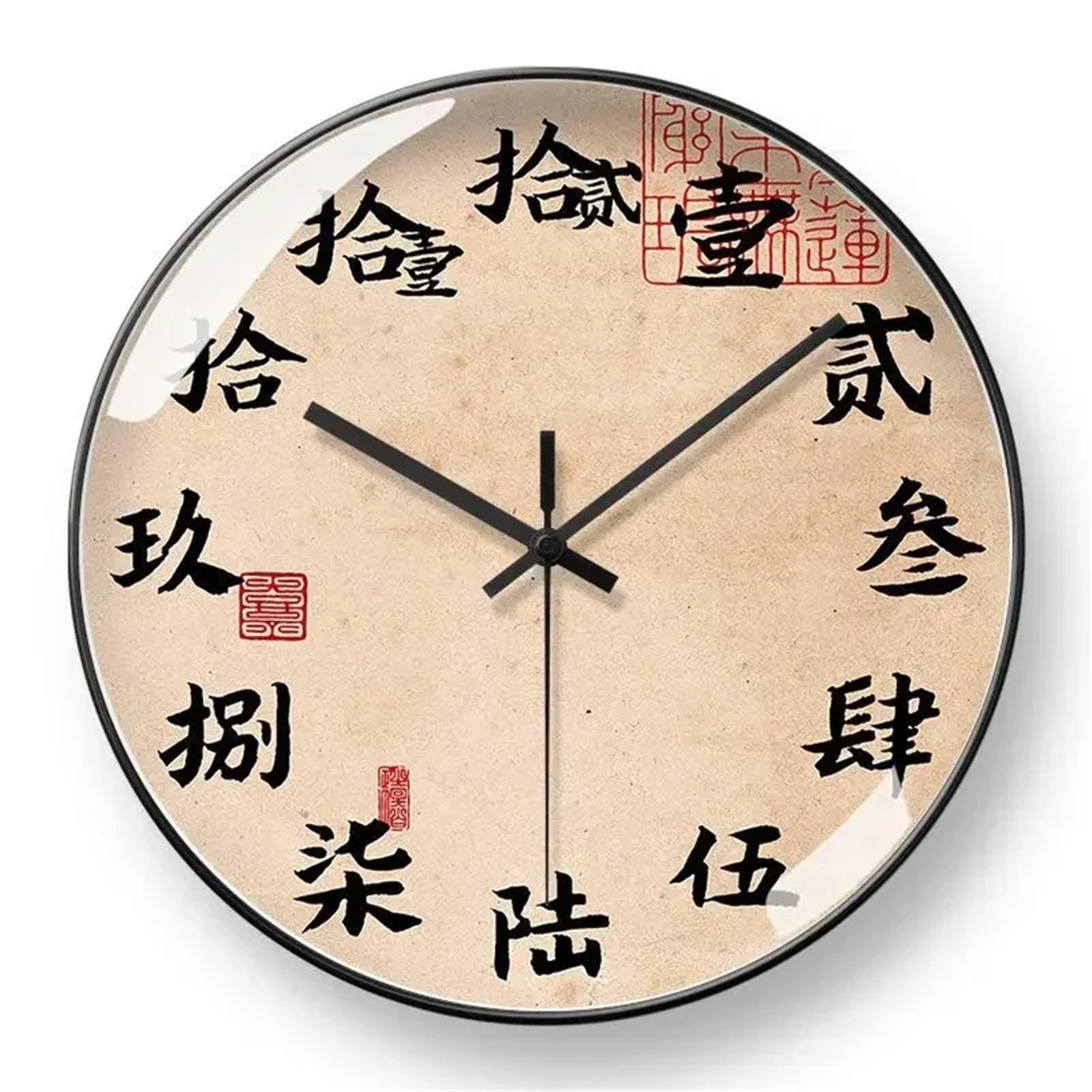 LUYSGBXR Wall Clock Personality Art Wall Clock Classical Retro Teahouse Study House Creative Decoration Household Decorative Mute(C-Black frame,12 inch-(30cm))