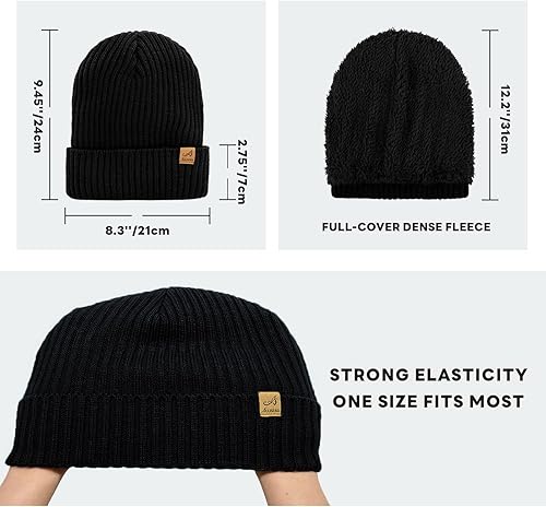 Miniatura 6 de ACUSHLA Gorro de invierno impermeable y resistente al viento, forro polar grueso para hombres y mujeres, gorro de reloj cálido para clima frío