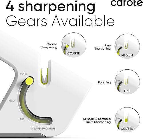 Miniatura 2 de CAROTE Afilador de cuchillos 4 en 1 para cuchillos de cocina, afilador de cuchillos de bolsillo, ayuda a reparar, restaurar y pulir cuchillas,