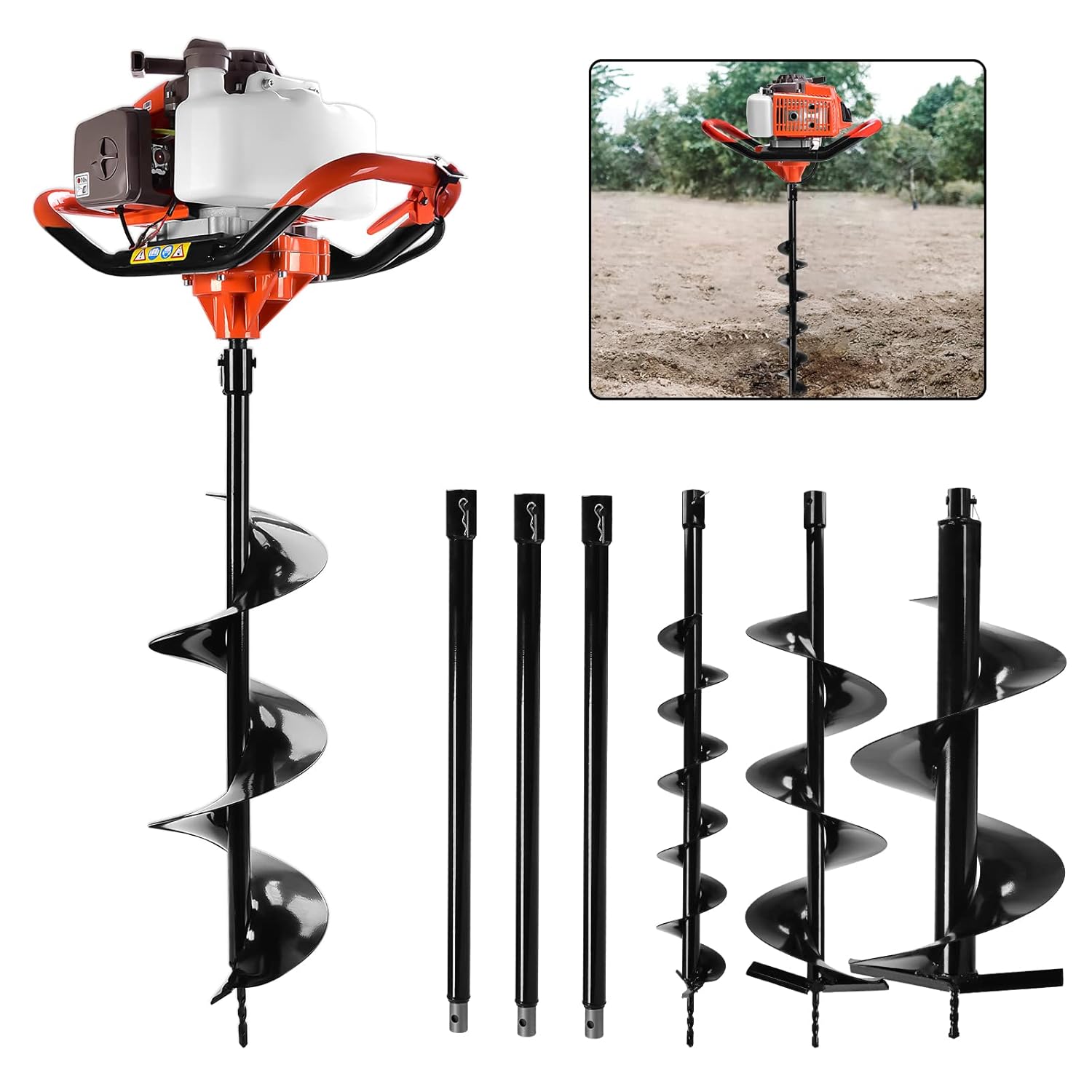 72CC 4HP Stroke Gas Post Hole Digger Gas Powered Post Hole Digger Auger Petrol Drill