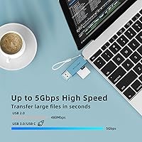 Vista 6 de Lector de tarjetas SD, WALNEW USB 3.0 y adaptador de tarjeta de memoria USB-C a SD/TF para Mac, MacBook, computadora/PC, laptop, iPad, teléfono