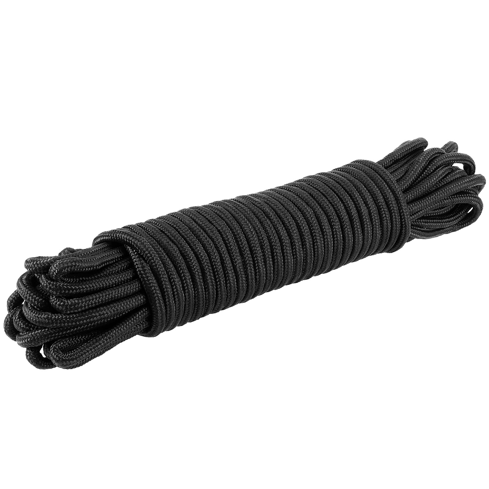 2 Pack Cordes en Nylon Torsadé Cordon Tressé Noir Haute Résistance en Polyester pour Suspension Charge Maximale 317.5 kg, 20 m x 8 mm