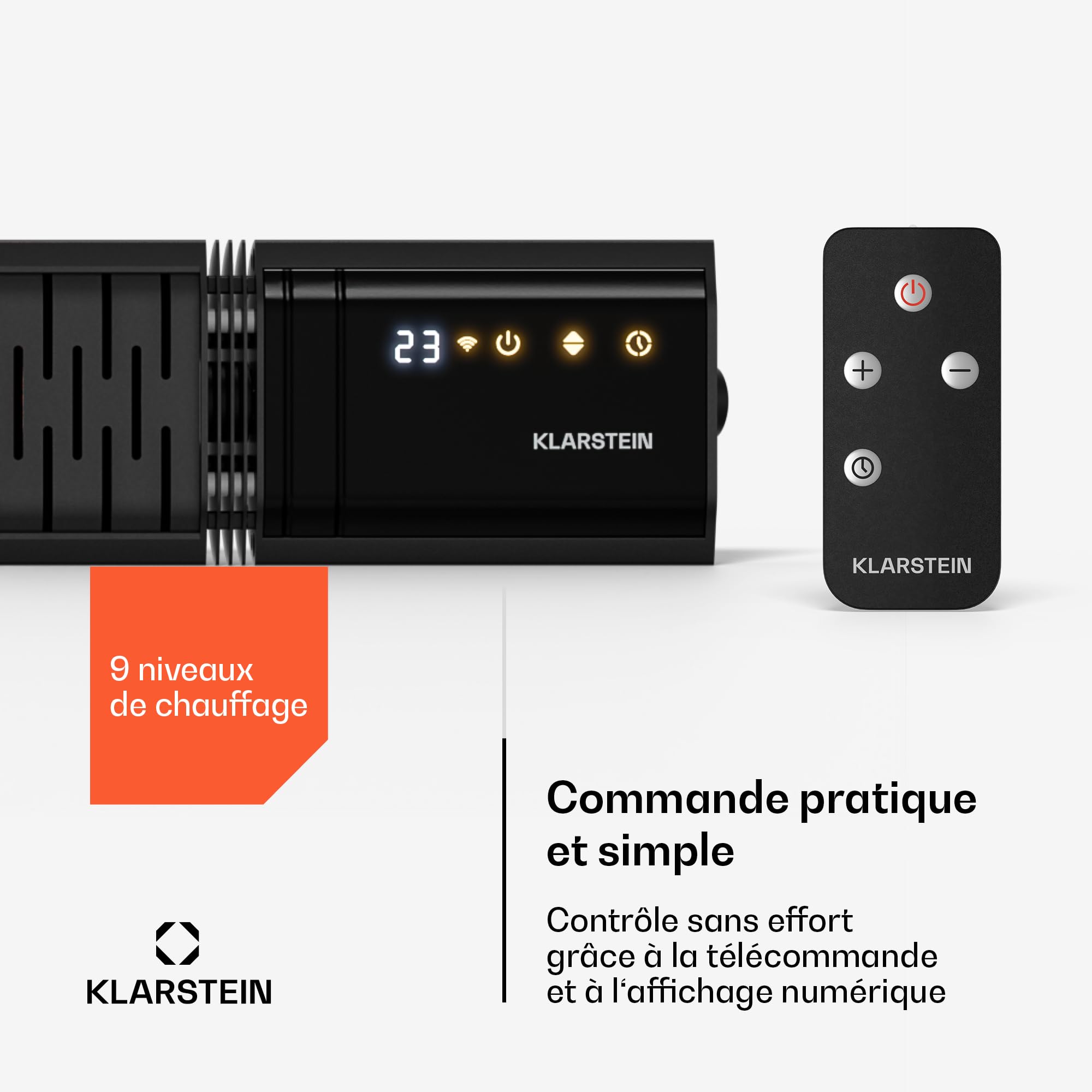 Klarstein Chauffage Infrarouge 2000W – Radiateur Mural IP65, 9 Niveaux, WiFi & Télécommande, Silencieux, Minuterie, Aluminium, Pour Extérieur 15m², Rayonnant Infrarouge