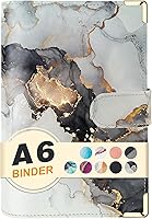 Vista 15 de Carpeta A6 recargable de piel sintética con 6 anillas, cubierta para cuaderno pequeño para papel de relleno A6, cubierta de planificador personal