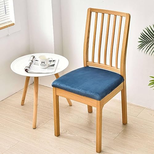 Miniatura 2 de Juego de 6 fundas de asiento de terciopelo para sillas de comedor, fundas de asiento extraíbles para sillas de comedor, fundas suaves