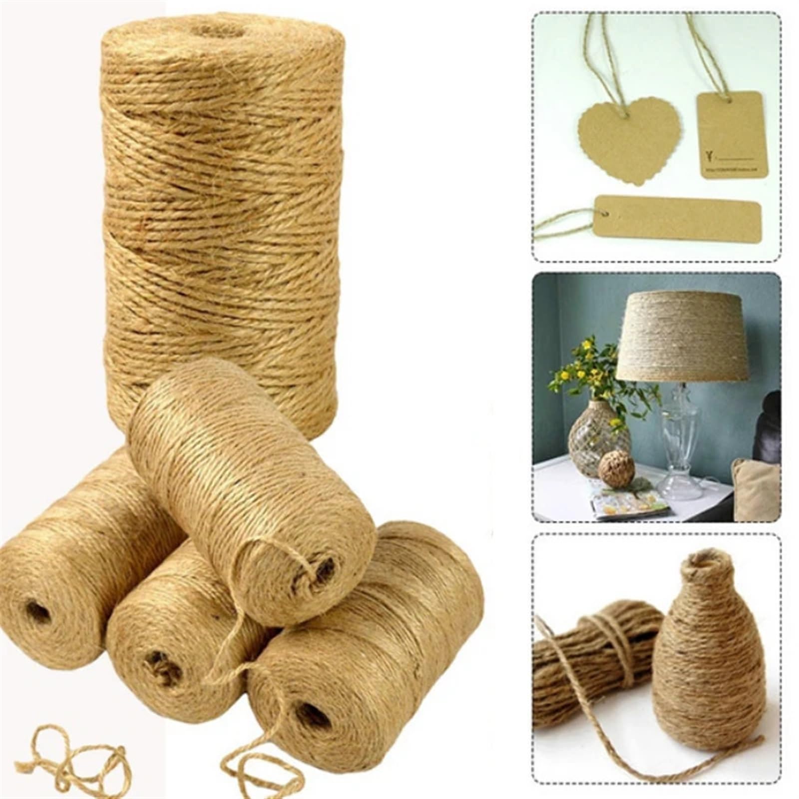 Cuerda de cáñamo natural de 1 mm x 100 m, cuerda de yute ecológica para manualidades, jardinería, decoración de bodas y proyectos artesanales, fuerte y versátil