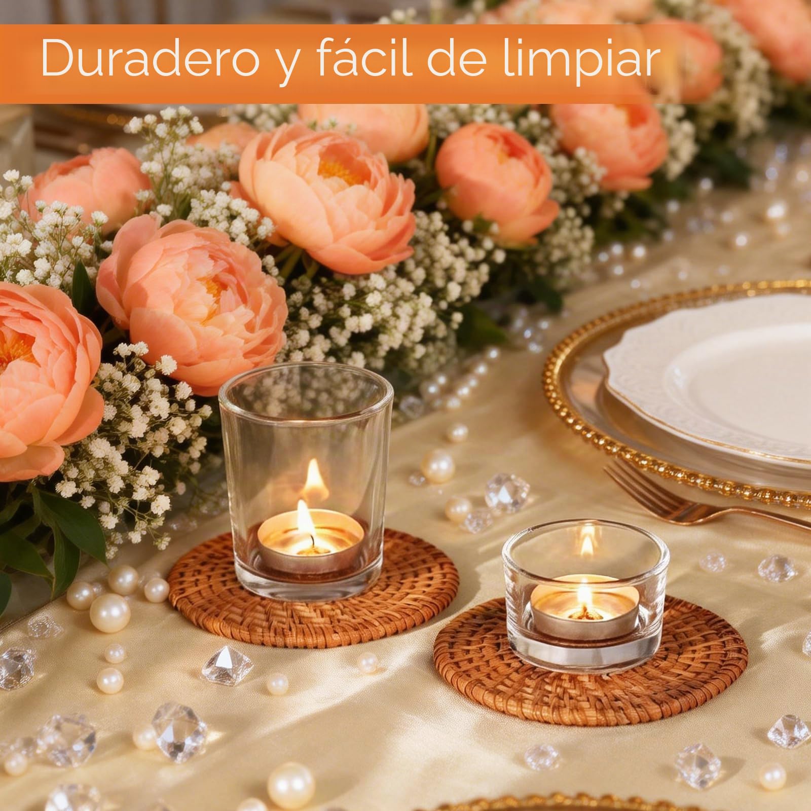 JMIATRY 24 Piezas Portavelas Cristal Transparente 2 Tamaños Vasos para Velas 5,2x3,4 cm y 5,6x6,7 cm Portavelas de Vidrio para Hacer Velas, Decoracion, Eventos