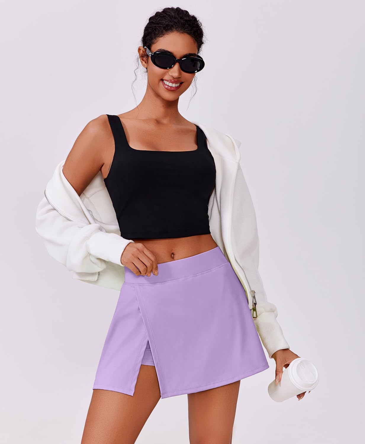 PINSPARK Womens Tennis Skirt High Waisted Mini Skirts with 2 Pockets Side Slit Athletic Golf Skorts for Workout Pickleball - Image 5