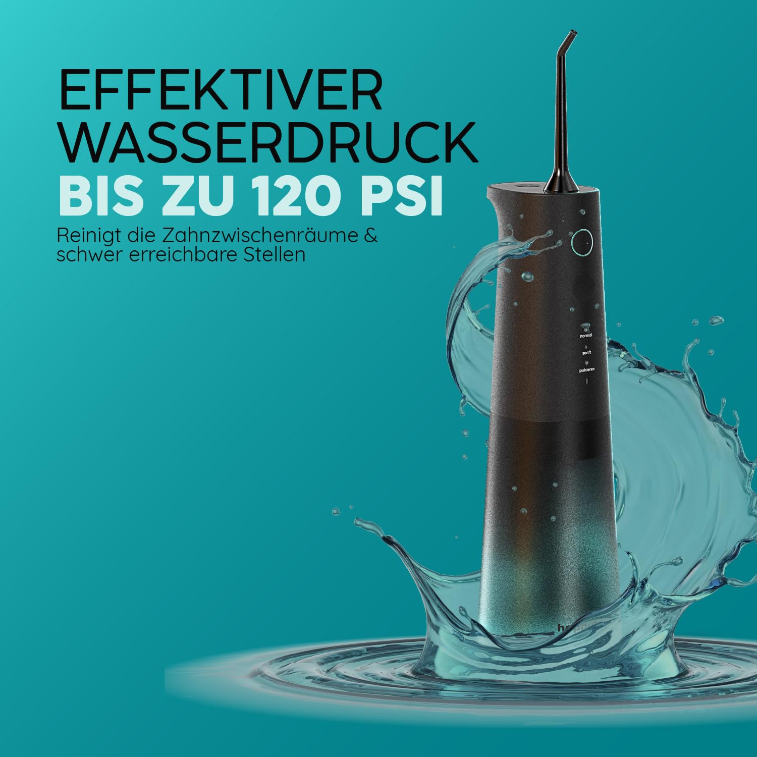 happybrush® Munddusche - TESTSIEGER* – 100 Tage testen - Kabelloser Water Flosser für Zahnreinigung & Zahnzwischenräume – Effektiver Irrigator für gesunde Mundhygiene