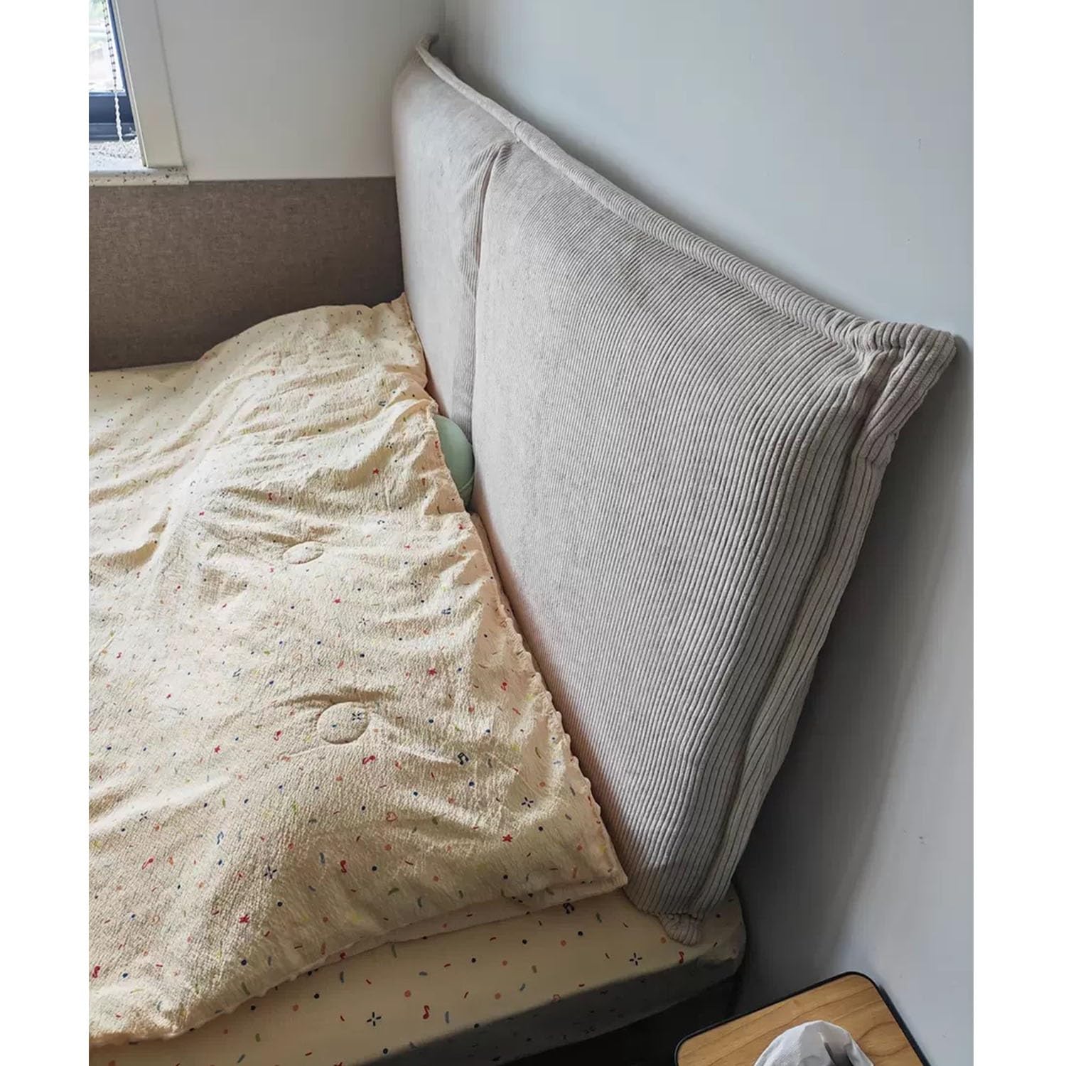 Cabecero Cama Deluxe - Cojín de cabecera Delgado Cabezal Tapizado Acolchado de Tela Antimanchas - Cabecero Premium Dormitorio(Beige,180 * 60 * 10cm(Straps))