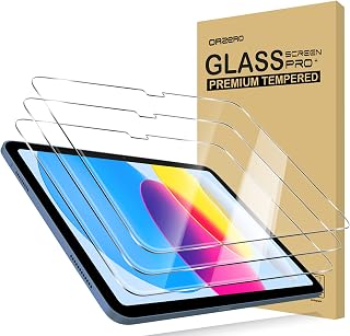 Orzero (3 Pack) Compatible for iPad 10th Generation 10.9 Inch (2022) Tempered Glass Screen Protector, Bubble-Free 9 Hardness HD (Lifetime Replacement)