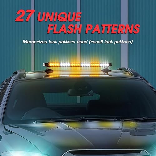 Miniatura 5 de Linkitom Barra de luz estroboscópica de 28.5 pulgadas, 54 LED, barra de luz de advertencia de emergencia intermitente de doble cara de aluminio con