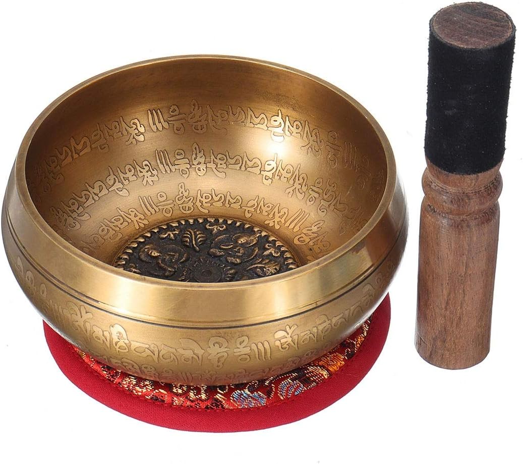 Tibetan Singing Bowl Buddhist Chanting Bowl Buddhist Sound Bowl Wooden Mallet Copper Handmade
