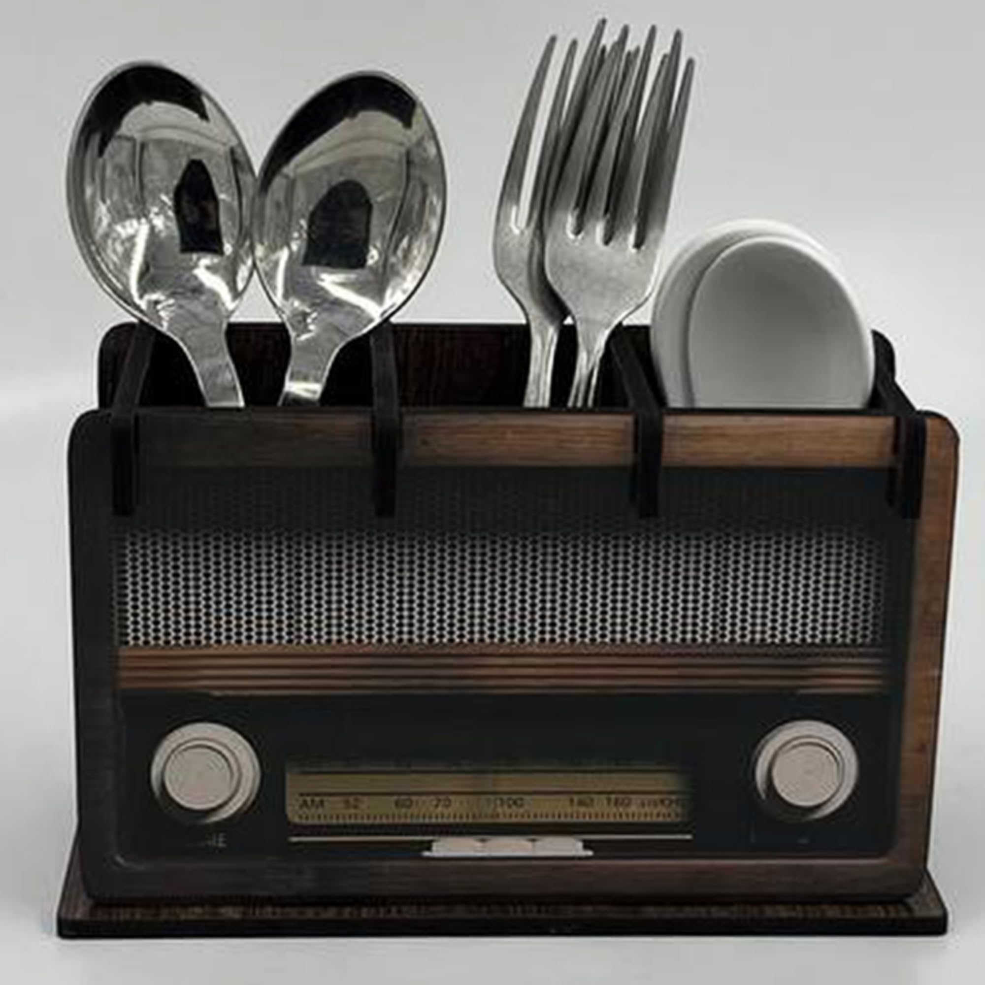 RAG28 Wooden Vintage Radio Cutlery Holder for Dining Table, Spoon Stand, Dinner Table Organiser (B0CFB3KHHQ) Amazon Price History, Amazon Price Tracker