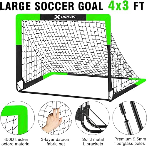 Miniatura 3 de Kids Soccer Goals for Backyard Set of 2, 4 x 3 ft6 x 4 Toddler Soccer Goal Training Equipment with Soccer Ball, Cones, Pop Up Soccer Net for Kids