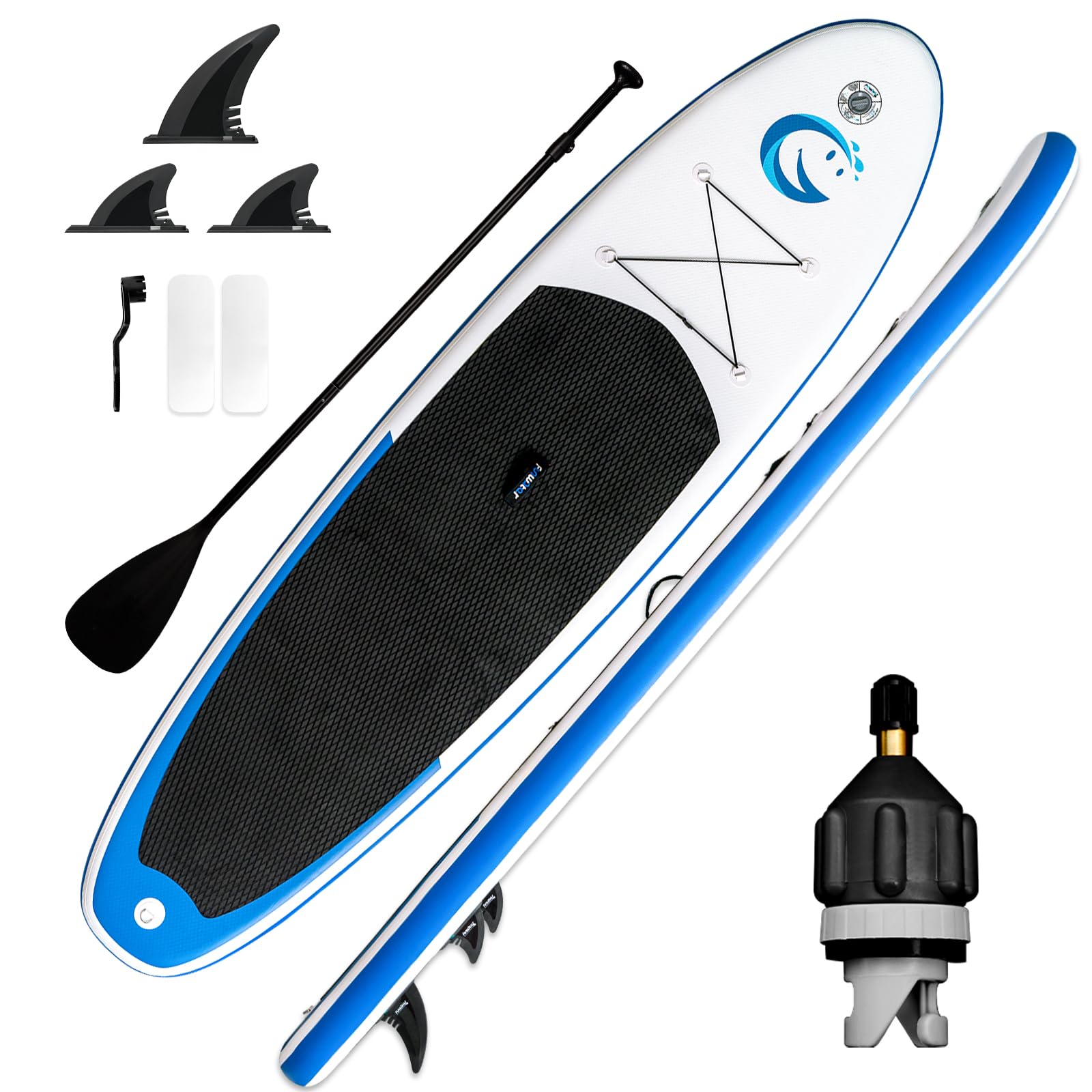 FunWater Tabla de paddle inflable multifuncional de remo antideslizante con remo ajustable, aletas, adaptador de válvula de aire antideslizante